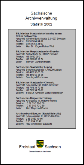 Vorschaubild zum Artikel Sächsische Archivverwaltung, Statistik 2002