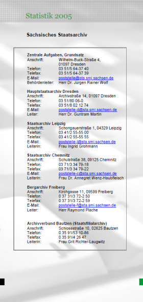 Vorschaubild zum Artikel Sächsisches Staatsarchiv, Statistik 2005