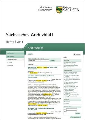 Vorschaubild zum Artikel Sächsisches Archivblatt Heft 2/2014