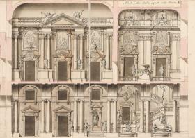 Gaetano Chiaveri (1689-1770): Projekt für den Neubau eines königlichen Residenzschlosses, Schnitt durch die große Treppe und den darüber gelegenen großen Saal, 1748 (Ausschnitt)
