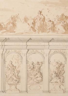 Giovanni Antonio Pellegrini (1675–1714). Dresdner Zwinger, Entwurf für die Wand- und Deckengestaltung im Deutschen Pavillon, 1724 (Ausschnitt)