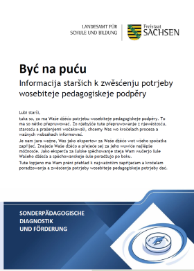 Informacija staršich k zwěsćenju potrjeby wosebiteje pedagogiskeje podpěry