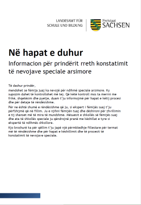 Informacion për prindërit rreth konstatimit të nevojave speciale arsimore