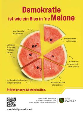 Aufkleber Demokratie ist wie ein Biss in 'ne Melone