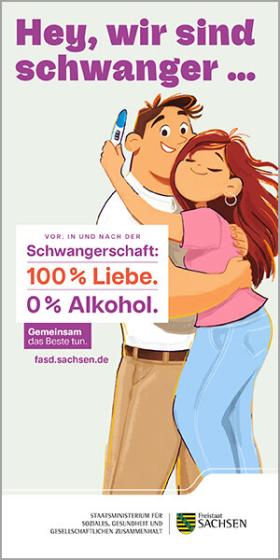 Flyer im Format DIN lang »Hey, wir sind schwanger …«